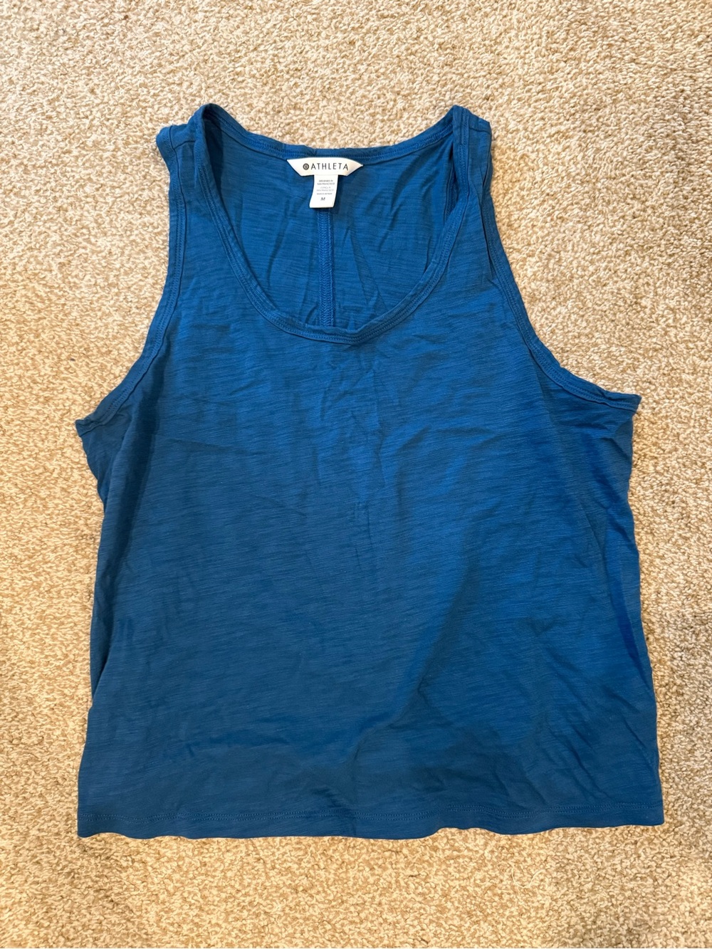 Athleta Deep Teal 100% Cotton Performance Scoop Tank